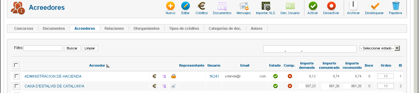 Creditors amb missatges Creditors amb missatges